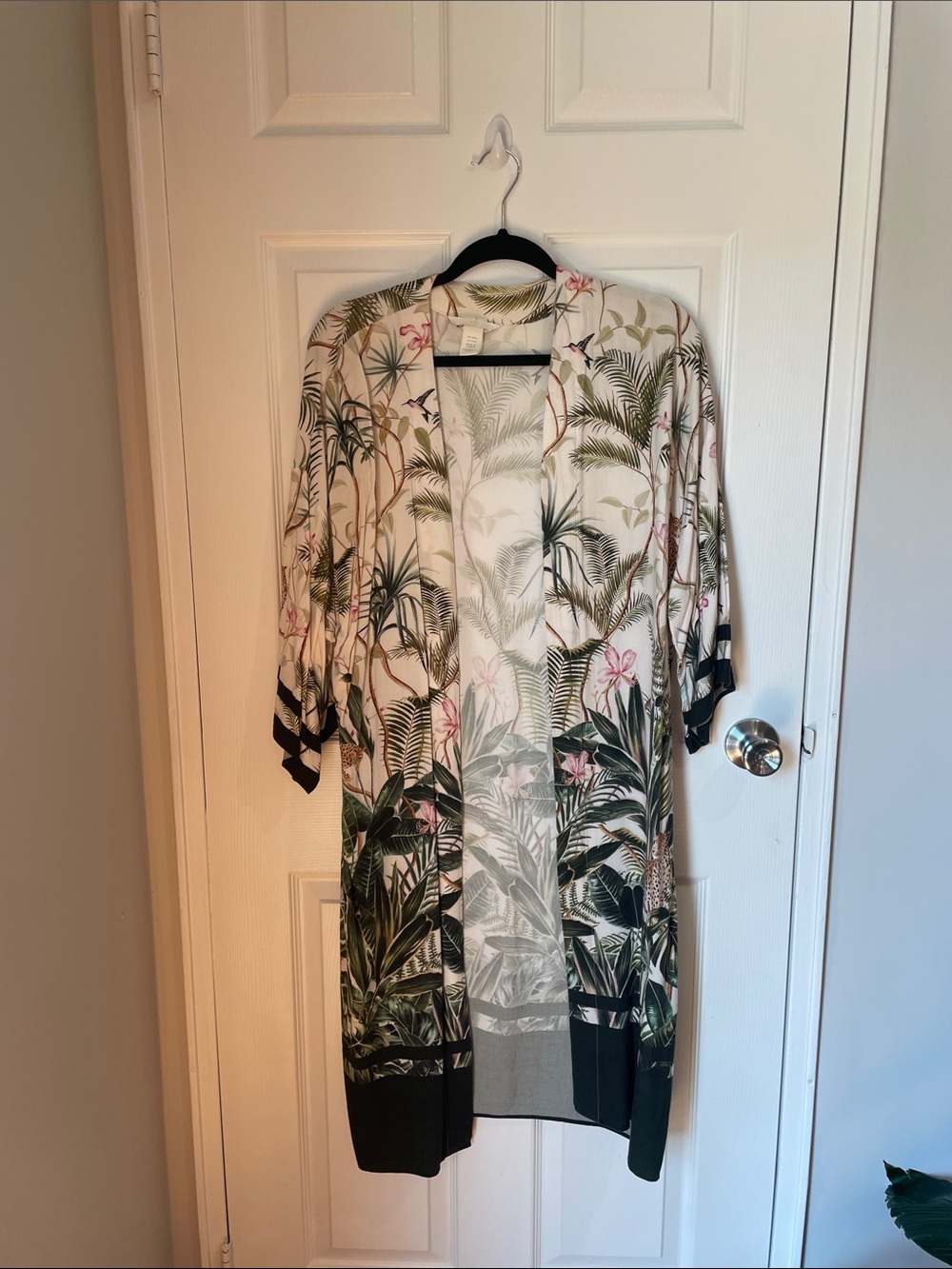 Tropical Print Kimono - Cream & Green